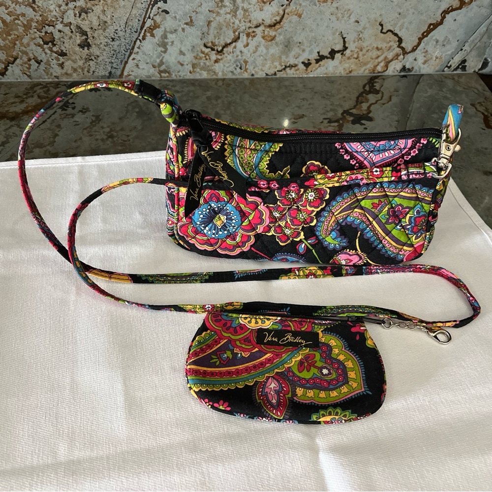 Vera Bradley Symphony in Hue Crossbody Bag & zip Id Coin purse wallet
